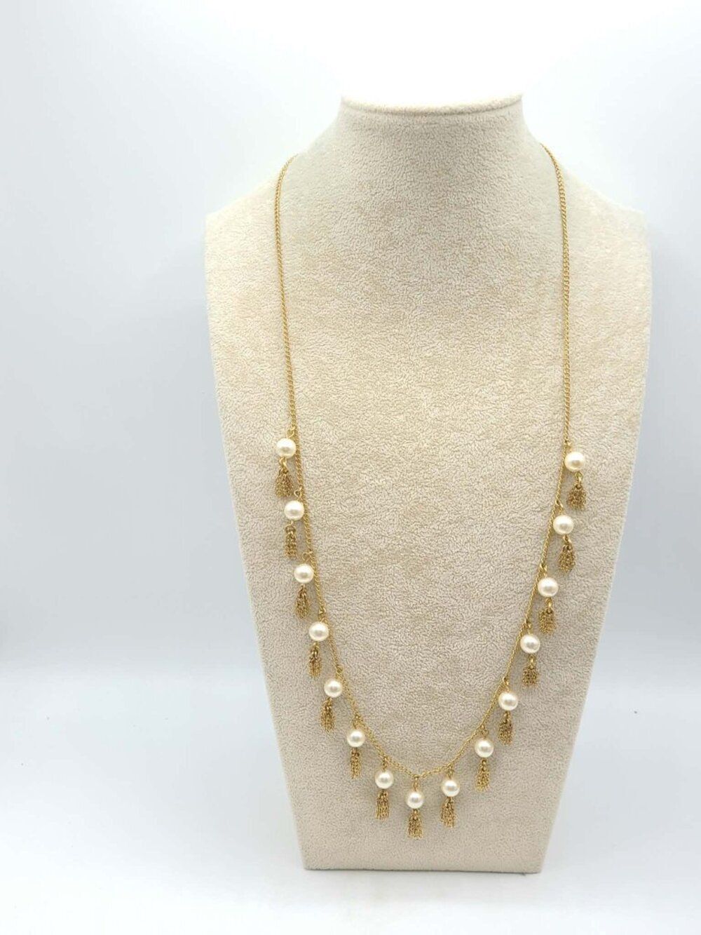 J Crew Gold Tone Tassel and Pearl Necklace - Picture 9 of 9